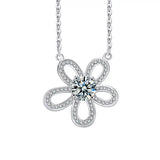 1 Carat Moissanite 925 Sterling Silver Flower Pendant Necklace - Trendsi - Flyclothing LLC
