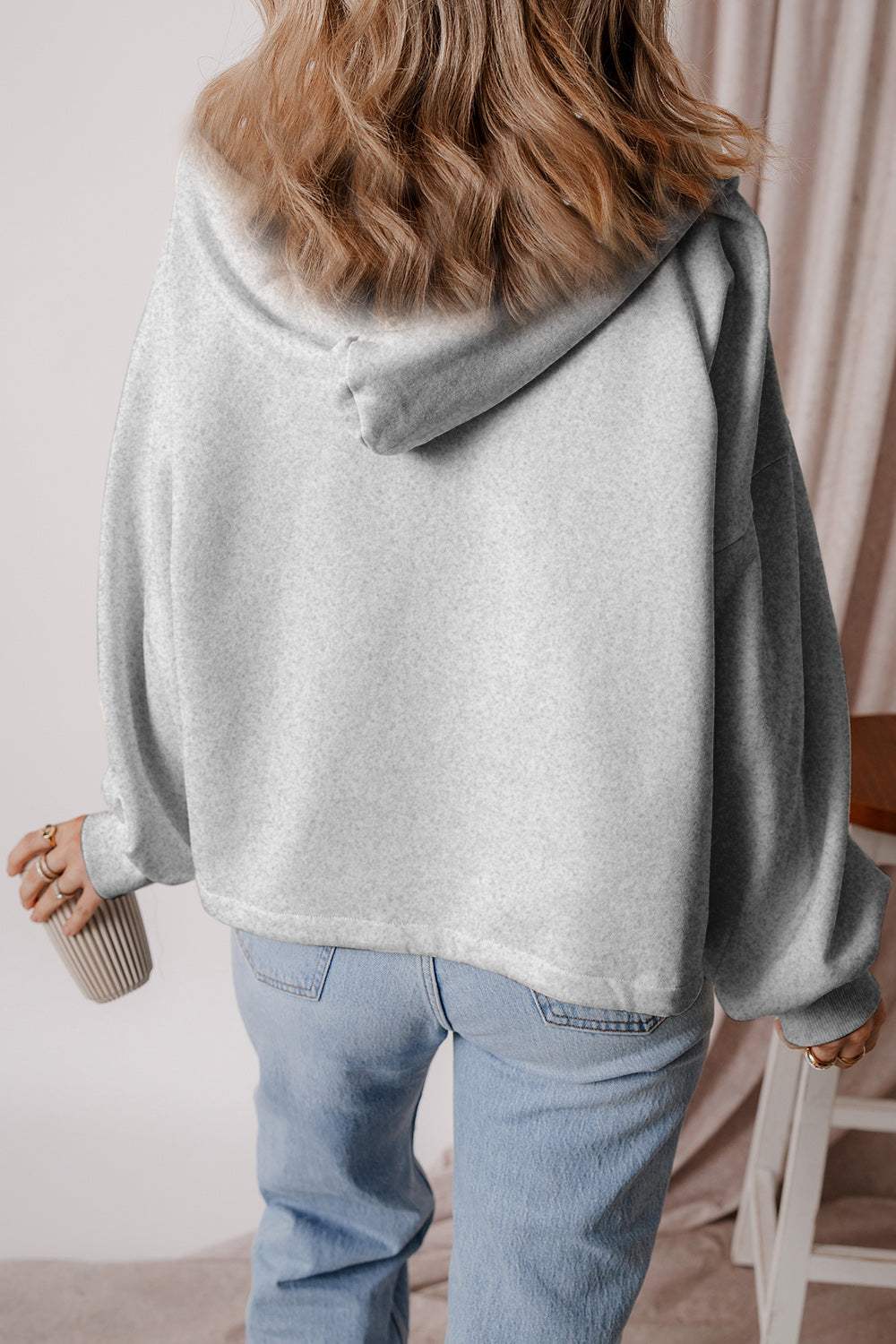 Pocketed Half Zip Dropped Shoulder Hoodie - Trendsi - Flyclothing LLC
