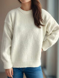Round Neck Long Sleeve Sweater - Trendsi - Flyclothing LLC