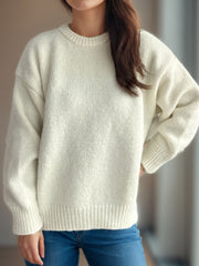 Round Neck Long Sleeve Sweater - Trendsi