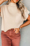 Mock Neck Sweater Vest with Chest Pocket - Trendsi - Flyclothing LLC
