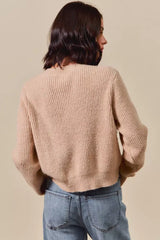 SO ME Checkered Plaid Tape Lace Up Ribbed Sweater - Trendsi - Flyclothing LLC