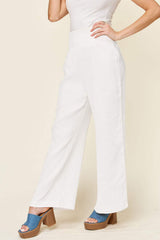 Double Take Full Size Texture Smocked Waist Wide Leg Pants - Trendsi - Flyclothing LLC