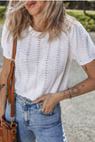 Openwork Round Neck Short Sleeve Knit Top - Trendsi - Flyclothing LLC