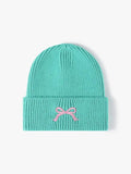 Embroidered Bow Knit Hat - Trendsi