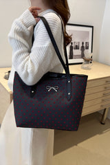 Bow Trim Polyester Tote Bag - Trendsi