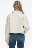 Snobbish Snap Down Long Sleeve PU Leather Jacket - Trendsi