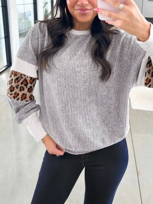 Leopard Long Sleeve Top - Trendsi - Flyclothing LLC