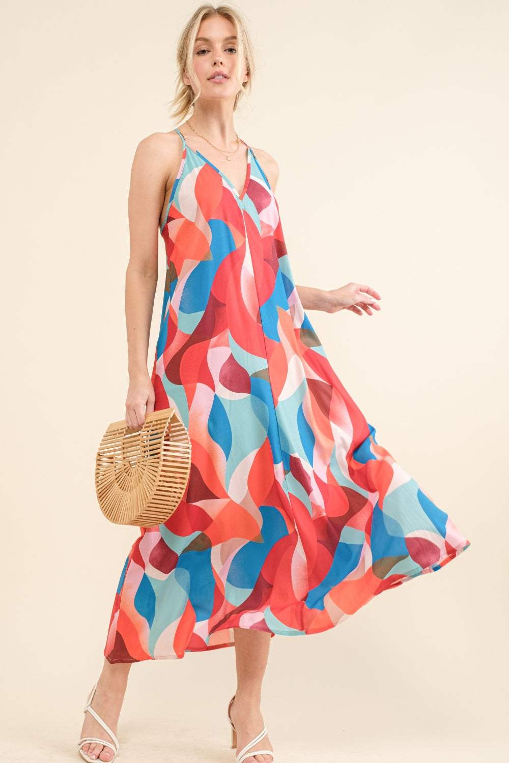 And the Why Printed Crisscross Back Cami Dress - Trendsi - Flyclothing LLC