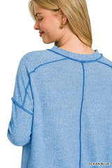 Zenana Full Size Melange Hacci Exposed Seam Hi-low Tee Plus Size - Trendsi - Flyclothing LLC
