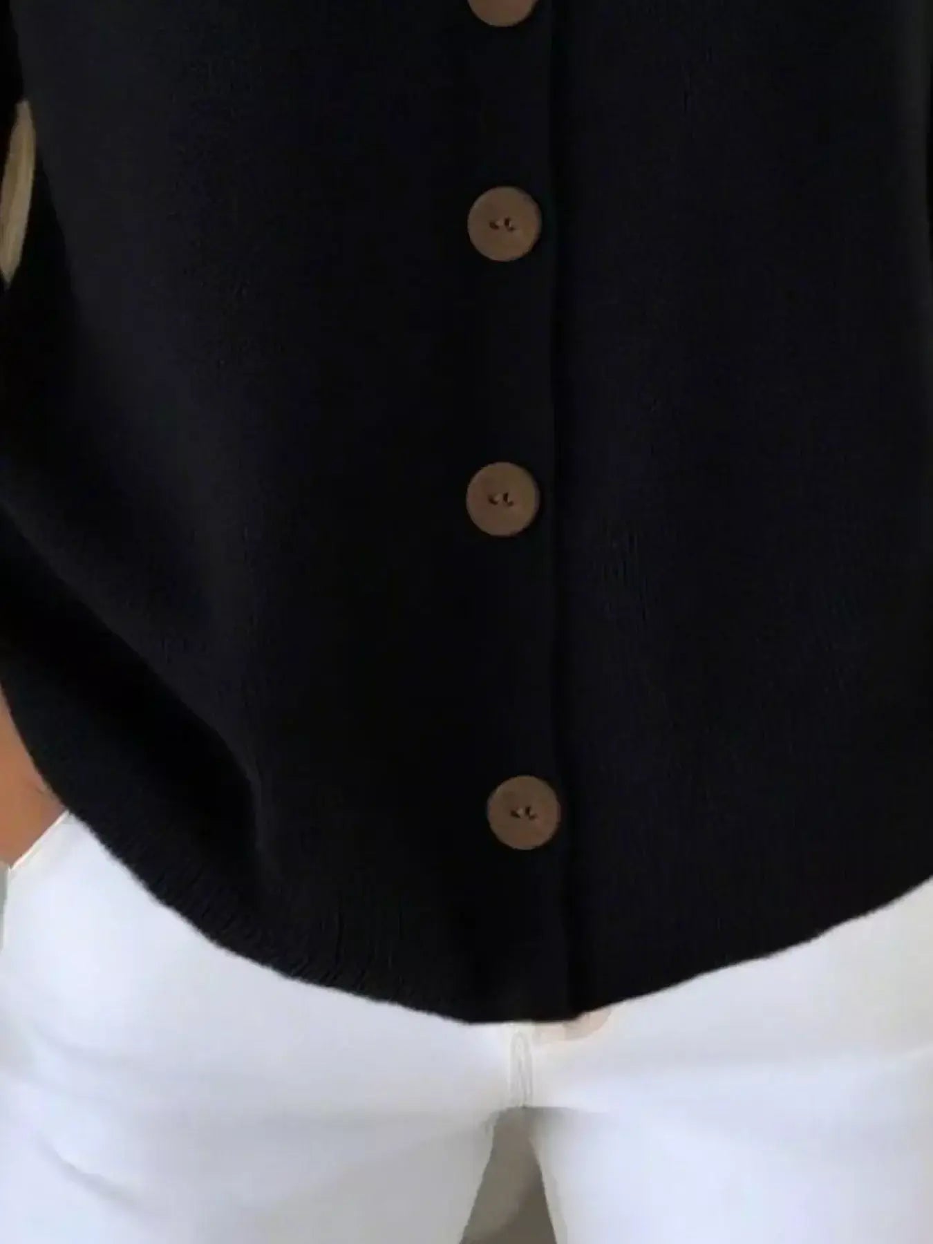Full Size Button-Front V-Neck Cardigan Plus Size - Trendsi - Flyclothing LLC