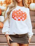 Halloween Pumpkin Patched Pattern Long Sleeve Sweatshirt - Trendsi - Flyclothing LLC