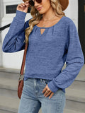 Cutout Round Neck Long Sleeve T-Shirt - Trendsi