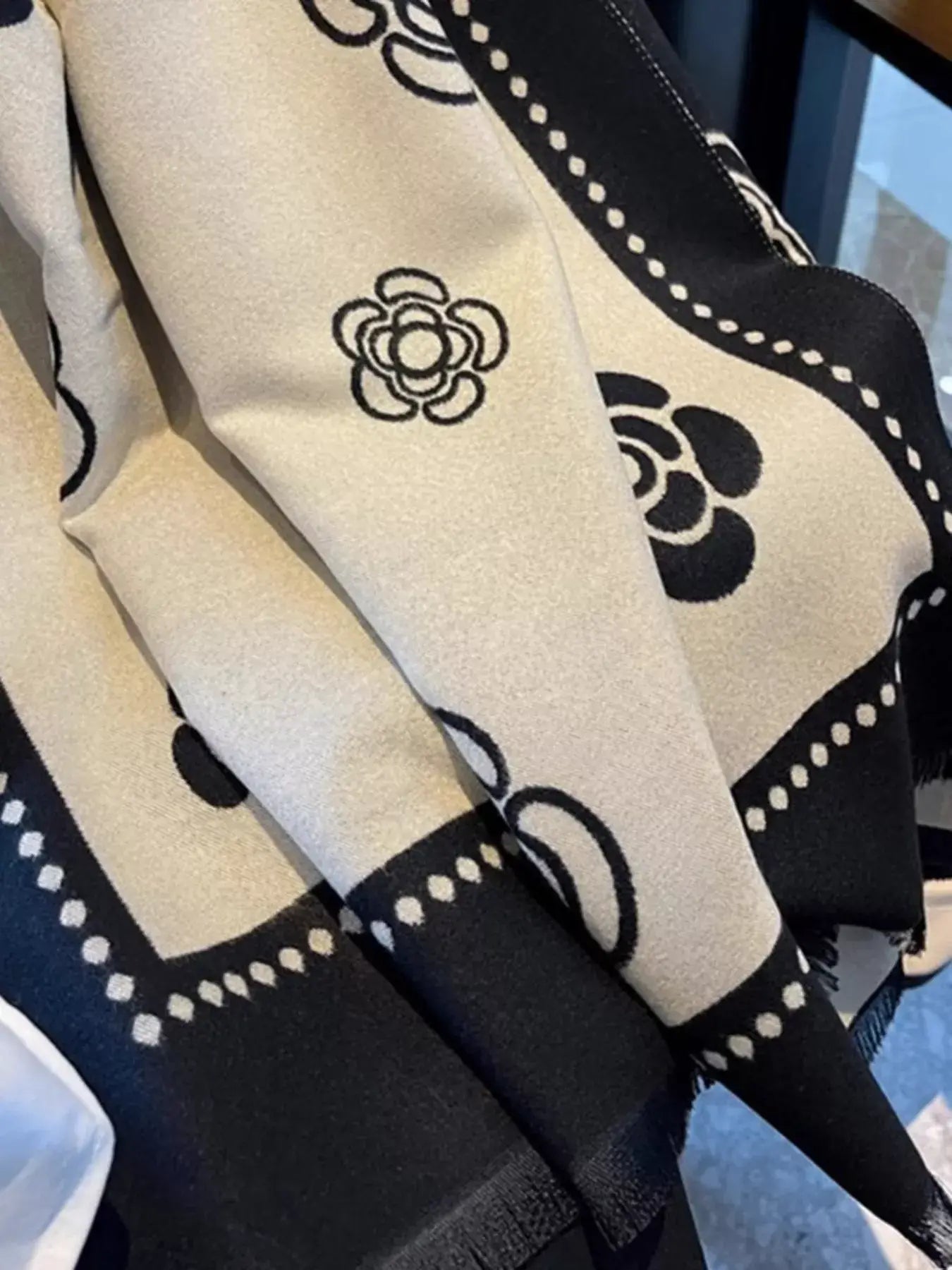 Floral Pattern Raw Hem Scarf - Trendsi - Flyclothing LLC