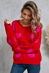 Angel Wings Heart Round Neck Dropped Shoulder Sweater - Trendsi - Flyclothing LLC