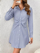 Striped Button-Up Shirt Dress - Trendsi - Flyclothing LLC