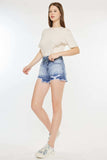 Kancan High Rise Frayed Hem Denim Shorts - Trendsi - Flyclothing LLC