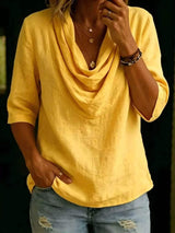 Full Size Cowl Neck 3/4 Sleeve Top Plus Size - Trendsi - Flyclothing LLC