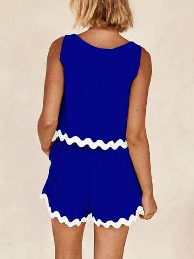 Contrast Trim Round Neck Tank and Shorts Set - Trendsi - Flyclothing LLC