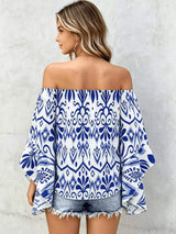 Printed Off Shoulder Blouse - Trendsi - Flyclothing LLC
