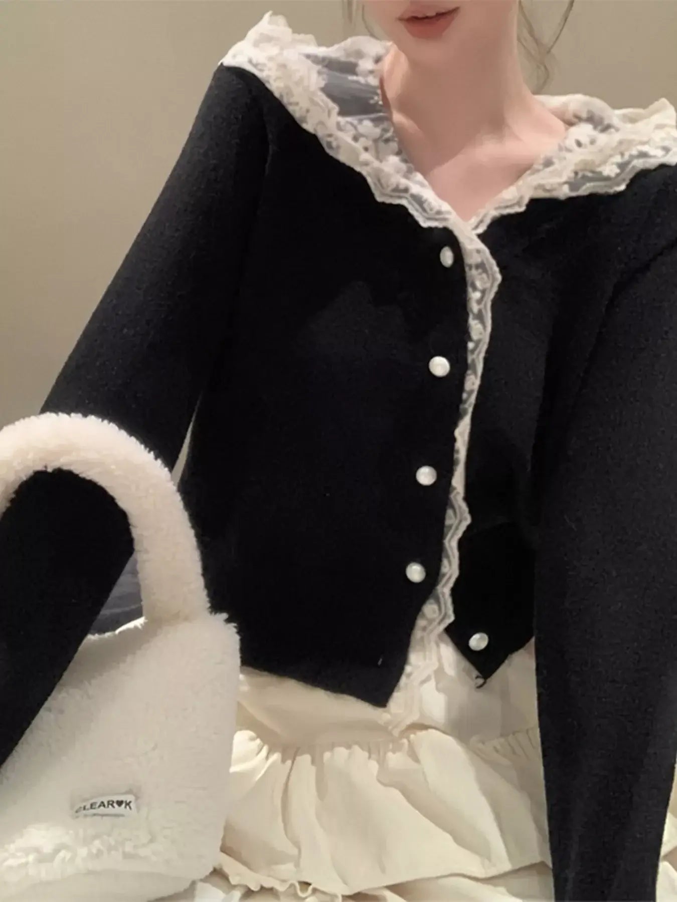 Lace Trim Hooded Cardigan - Trendsi - Flyclothing LLC