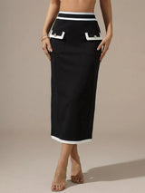 Contrast Trim Skirt - Trendsi - Flyclothing LLC