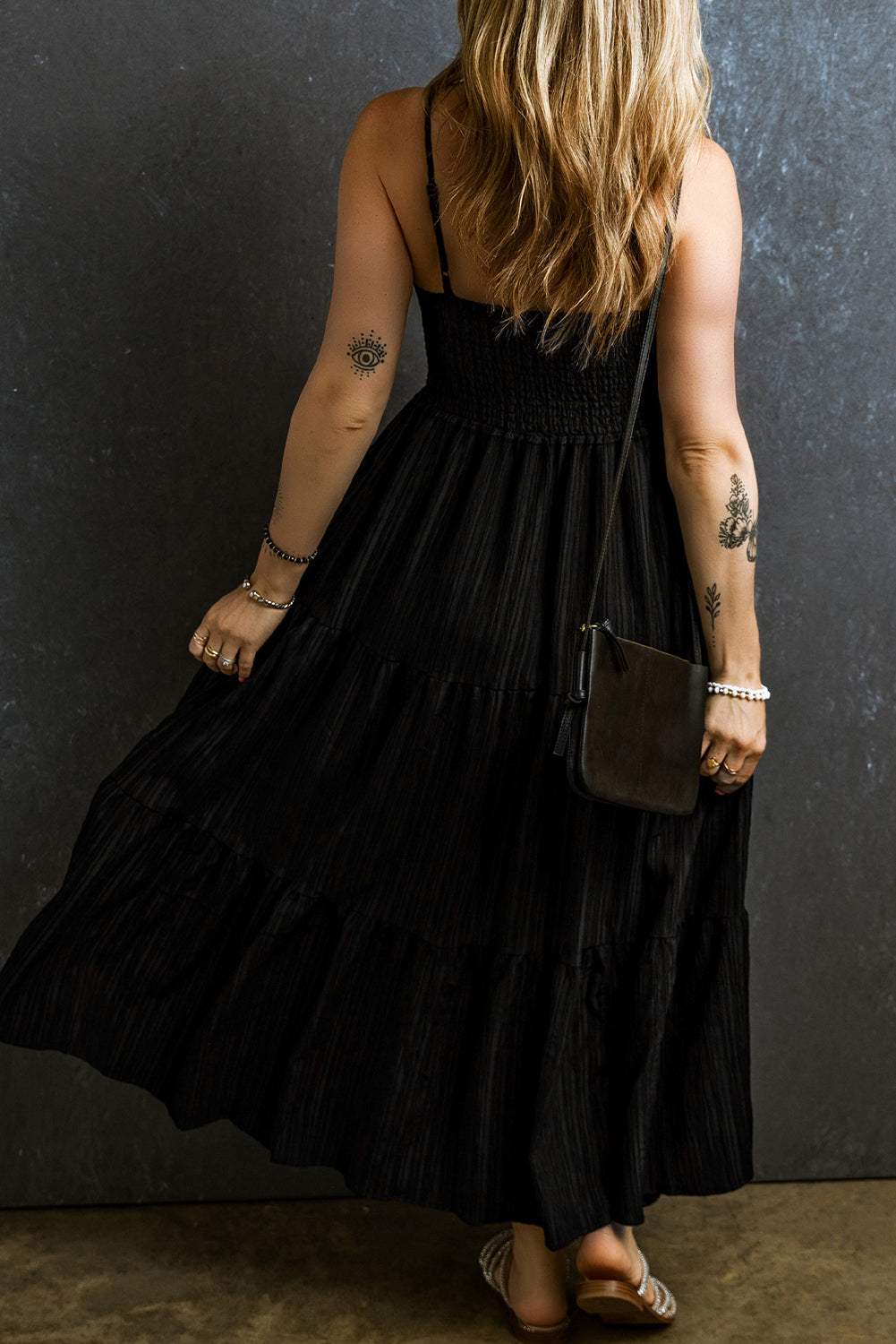 Smocked Tiered Spaghetti Strap Dress - Trendsi - Flyclothing LLC