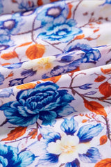 Mixed Floral Print Tie Neck Short Sleeve Dress - Trendsi - Flyclothing LLC