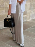 Satin Maxi Skirt with Drawstring Waist - Trendsi - Flyclothing LLC