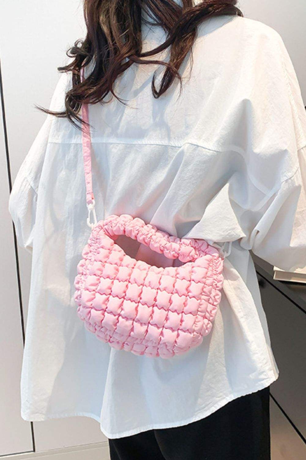 Quilted Puffy Removable Strap Crossbody Bag - Trendsi - Flyclothing LLC