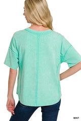 Zenana Acid Washed Short Sleeve Tee & Shorts Set - Trendsi - Flyclothing LLC