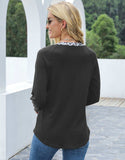 Cutout Leopard Round Neck Long Sleeve T-Shirt - Trendsi - Flyclothing LLC