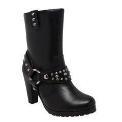 RideTecs Women's 10" Harness Biker Boot Black - RideTecs