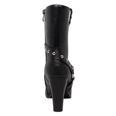 RideTecs Women's 10" Harness Biker Boot Black - RideTecs