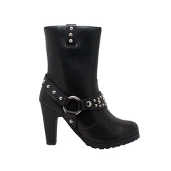 RideTecs Women's 10" Harness Biker Boot Black - RideTecs