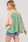 SAGE + FIG Color Block Bubble Sleeve Top - Trendsi