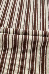 Stripe Textured Side Slit Crew Neck T-Shirt - Trendsi - Flyclothing LLC