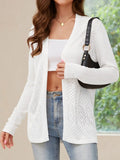 Openwork Open Front Long Sleeve Cardigan - Trendsi