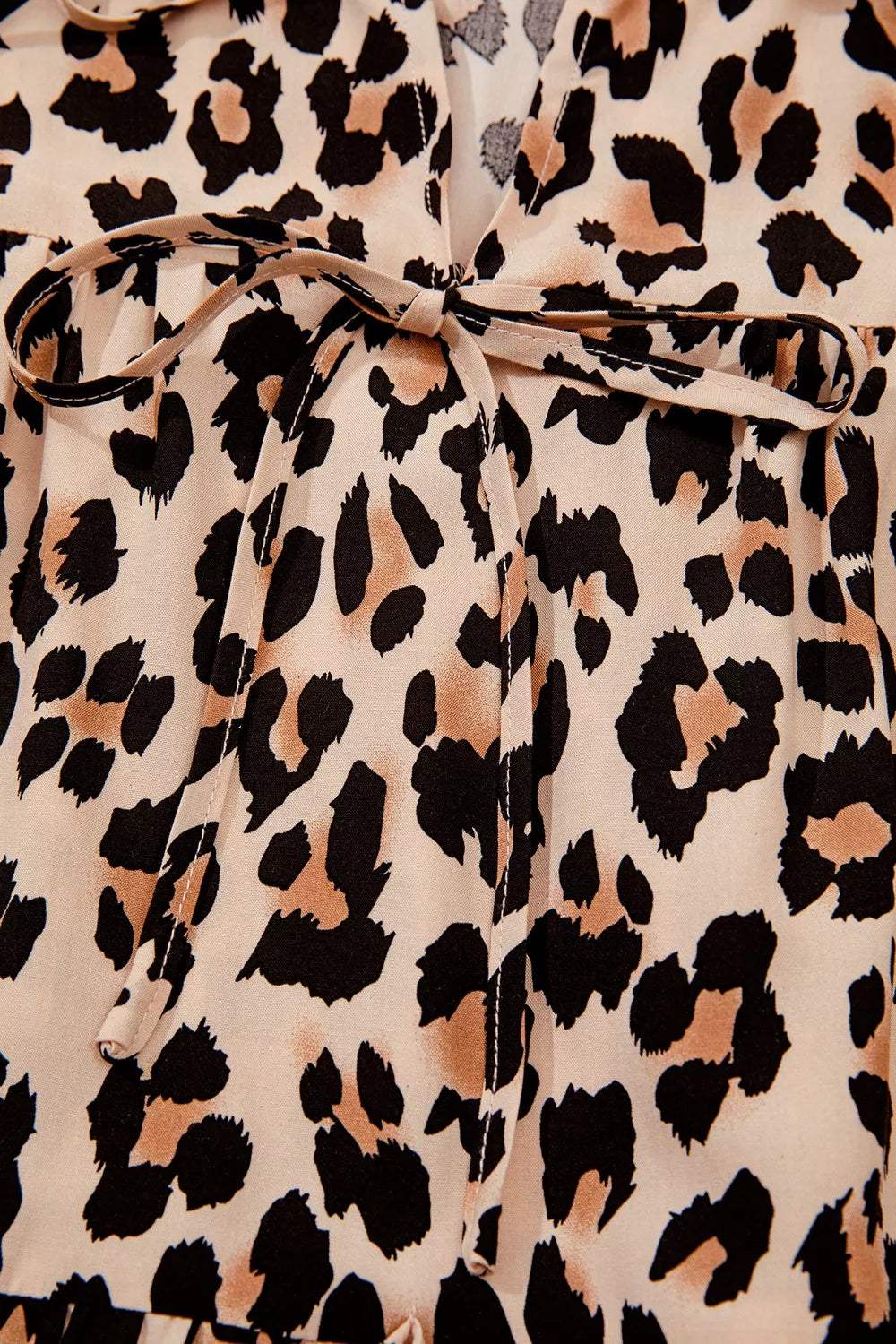 Leopard Print Tie-Neck Blouse - Trendsi - Flyclothing LLC