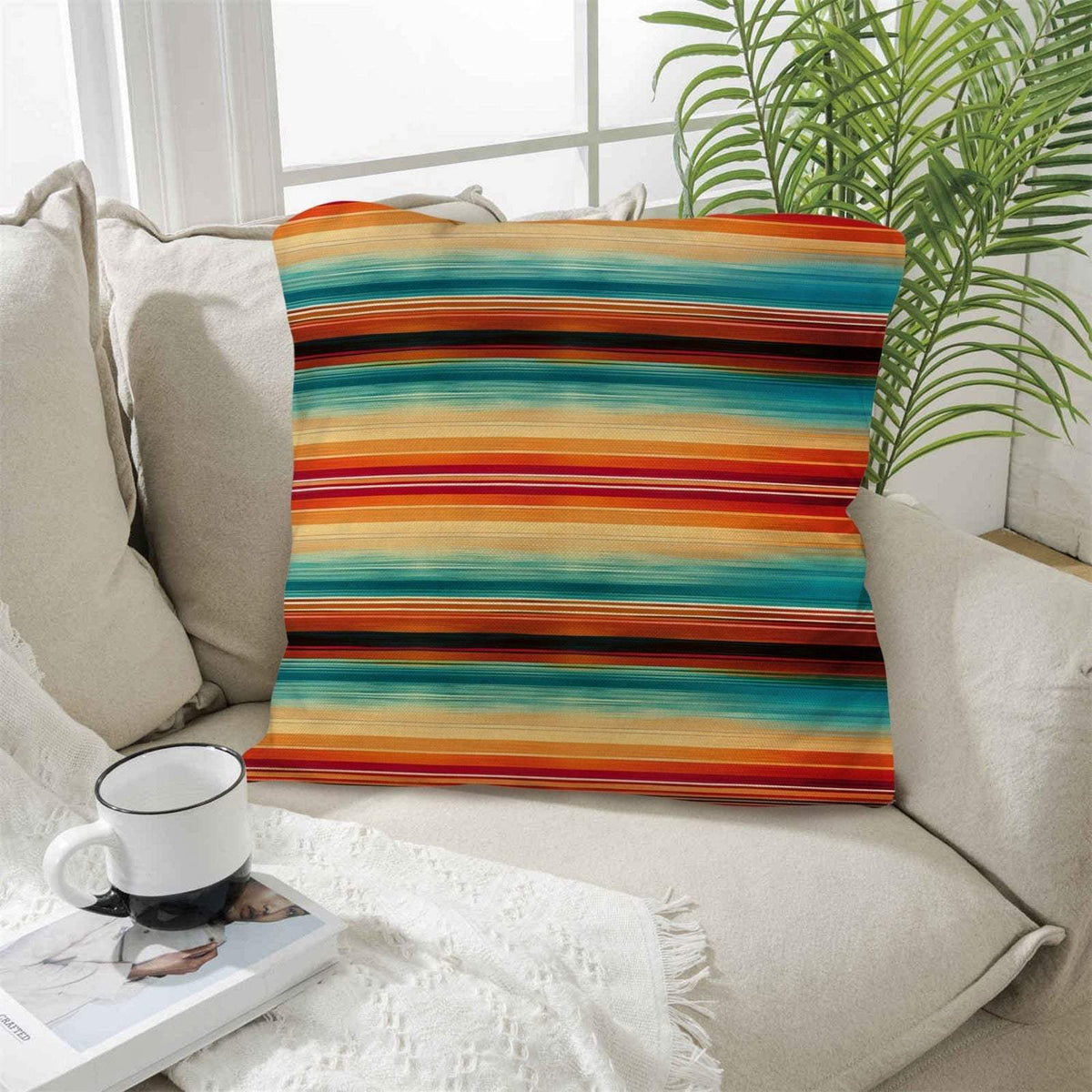 Baha Ranch Colores De Mexico Southwest Serape Pillow Case 18x18" Made in America - Baha Ranch Western Wear - Flyclothing LLC