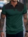Men's Full Size Waffle-Knit Collared Contrast Polo Plus Size - Trendsi