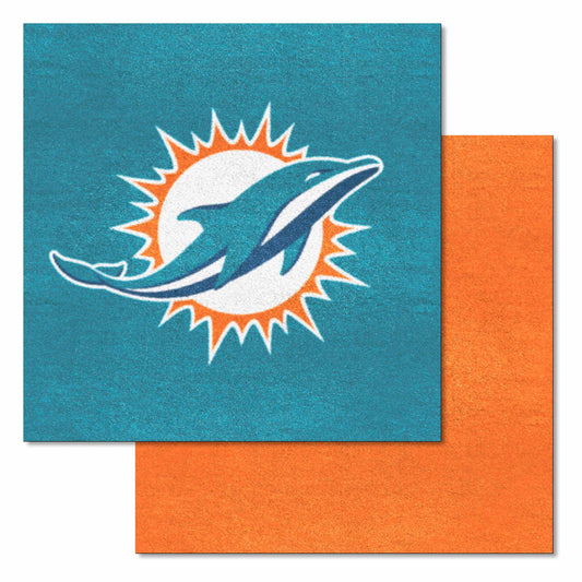 Miami Dolphins Team Carpet Tiles - 45 Sq Ft. - Miami Dolphins