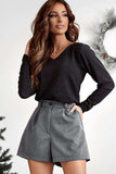 Bowknot V-Neck Long Sleeve Blouse - Trendsi - Flyclothing LLC