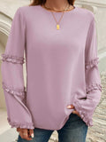 Devine Frill Round Neck Long Sleeve Top - Trendsi - Flyclothing LLC