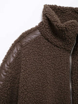 Zip Up Turtleneck Long Sleeve Plush Jacket - Trendsi - Flyclothing LLC