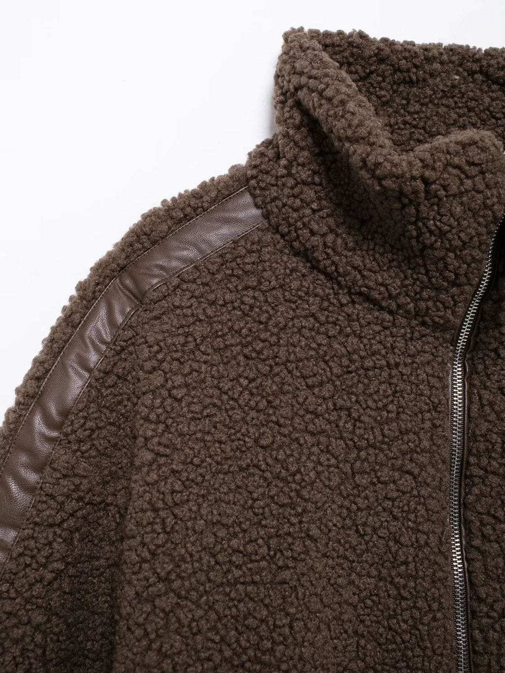 Zip Up Turtleneck Long Sleeve Plush Jacket - Trendsi - Flyclothing LLC