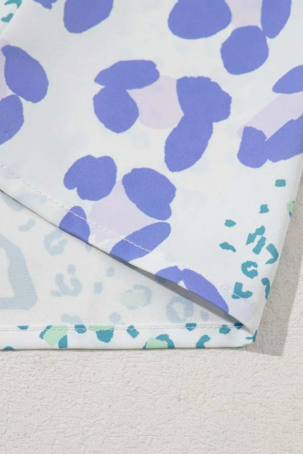 Leopard Print V Neck Short Sleeve Blouse - Trendsi - Flyclothing LLC