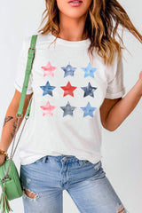 Star Round Neck Short Sleeve T-Shirt - Trendsi - Flyclothing LLC