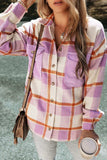 Plaid Corduroy Pockets Brushed Checkered Shacket - Trendsi - Flyclothing LLC