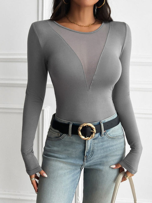 Devine Round Neck Long Sleeve T-Shirt - Trendsi